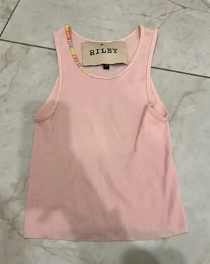 RILEY Pink Ribbed Tank Top Size Medium thumbnail 1