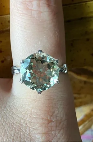 Natural Prasiolite Green Amethyst Sterling Silver Ring Size 9 thumbnail 1