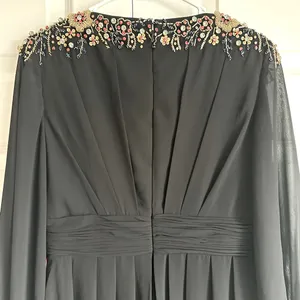 Mac Duggal Embellish Shoulder Black Blouson Sleeve Formal‎ Evening Gown Sz 8 NWT thumbnail 7