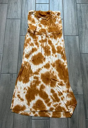 Veronica M Strapless Tie-Dye Maxi Dress in Rust and White thumbnail 1