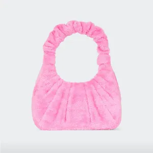 JW PEI Gabbi Terry Ruched Pink Faux Fur Fuzzy Hobo Handbag Revolve thumbnail 3