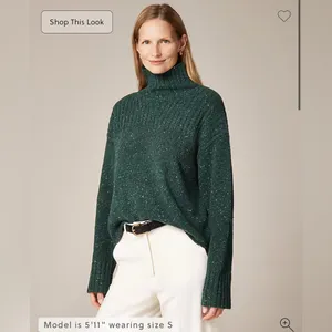 NWT J.Crew Ribbed turtleneck sweater in donegal wool blend Forest Sprinkle XS thumbnail 2