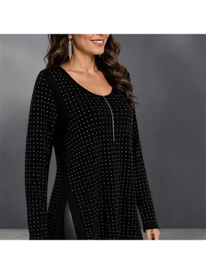 Vocal brand tunic features a sheer, metallic mesh design with a hi-lo hemline thumbnail 2