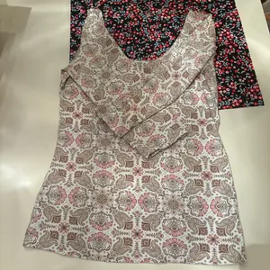 Cute pink and white paisley print blouse half sleeve #blouse thumbnail 1