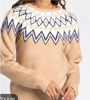 Thread & Supply Womens Fair Isle Claire Knit Sweater Oat Brown Small NWT thumbnail 1
