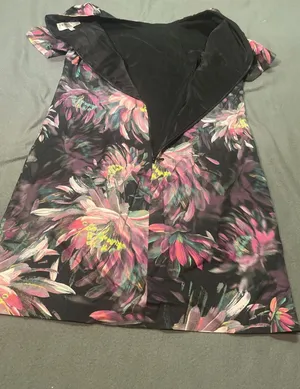 Trina Turk Black Purple Pink Floral Short Sleeve Sheath Dress Size 10 thumbnail 7