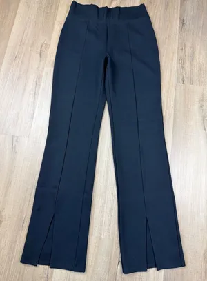 Abercrombie & Fitch Black Pintuck Front Slit Flare Pants Womens Size M High Rise thumbnail 1
