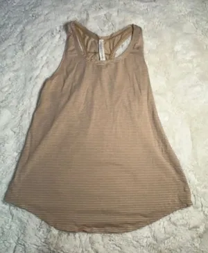 Lululemon Brown & White Striped Tank Top – Size 8 thumbnail 1