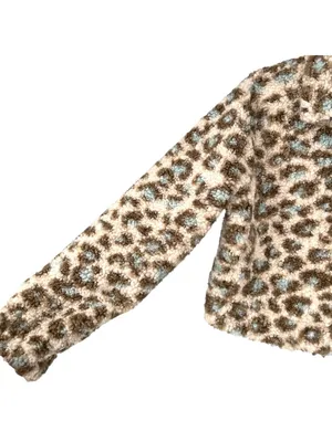 Andree By Unit Faux Fur Leopard Print Teddy Cropped Jacket Size Large NWT thumbnail 4