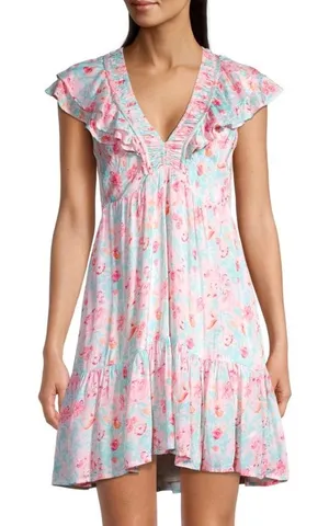 Roller Rabbit Amandine Ondika Floral Mini Dress Sz S thumbnail 1
