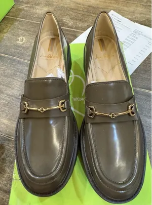 Sam Edelman Tully Alpine Green Shiny Slip On Chunky Lug Sole Loafers Size 7.5... thumbnail 1