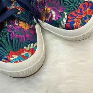 Superga Korelaw Satin Blue / Pink Embroidered Lace Up Sneakers 8 thumbnail 4