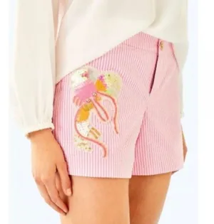 Lilly Pulitzer Pink Striped Shorts with Embellished Design Women’s 6 / Read Description The waist was modified and now is 24 inches. This short is for a girl with small waist (Please See the pics) thumbnail 11