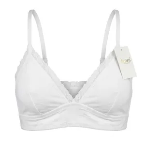 Jenni Intimates Womens White Lace Trim Cotton Bralette Adjustable Straps S NEW thumbnail 1