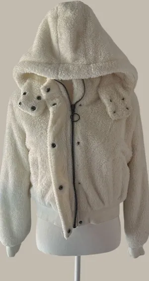 Aeropostale Off-White Teddy Jacket with Hood thumbnail 1