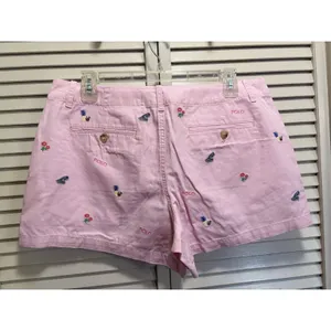 Polo Ralph Lauren NWT Soft Cotton Shorts Size 8 Zip Mid Rise Pink Embroidery thumbnail 6