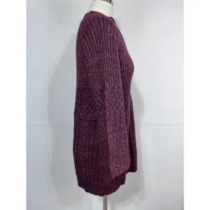 Cabi Small‎ Purple Tunic Sweater Women's V-Neck Cable Knit Bell Sleeve thumbnail 8