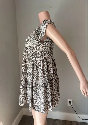 Thml Smock Baby Doll Cheetah Leopard Summer Size Small Dress With Pockets #93 thumbnail 3