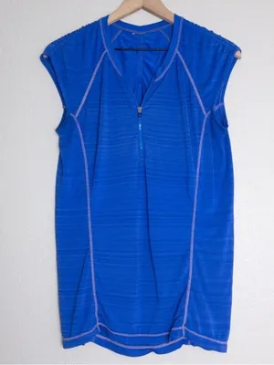 Athleta Pacifica Illume UPF Tank S Royal Blue Sleeveless Front Zip thumbnail 1