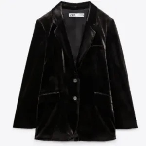 Zara Blogger's Fave Oversized Velvet Blazer in Tobacco Brown X-Small 9342/928 thumbnail 2