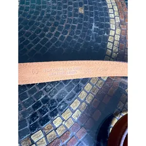 Women's Bill Blass Brown Leather Belt with Gold Buckle thumbnail 3