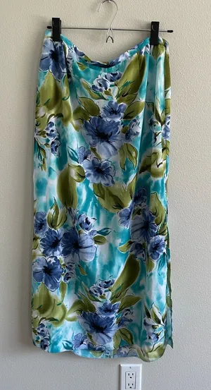 Kathie Lee Collection Blue & Green Floral Maxi Skirt thumbnail 1
