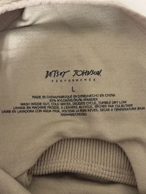 Betsey Johnson Performance Ribbed High Neck Crop Tank Sports Bra Taupe L thumbnail 2