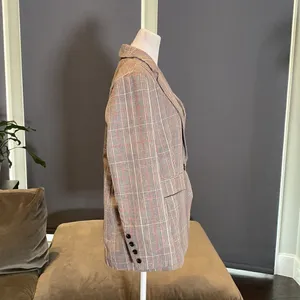 Women’s Oversized Casual Notched Lapel Jacket One Button Plaid Size M NWT thumbnail 2