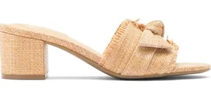Bandolino Arden Mule Natural Woven Bow Block 2” Heel Open Toe Mule Summer Sanda thumbnail 1