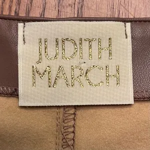 Judith March Vegan Faux Leather High Waisted Shorts in Camel Brown Size Large‎ thumbnail 3