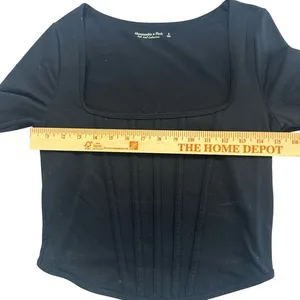 Abercrombie & Fitch Soft AF Long Sleeve Corset‎ Top Black Square Neck Small thumbnail 5