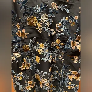Lulu’s Navy Burnout Velvet Floral Mini Dress Sz Large Asymmetrical thumbnail 2