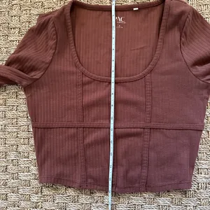 Pacsun brown ribbed long sleeve knit crop top small thumbnail 6