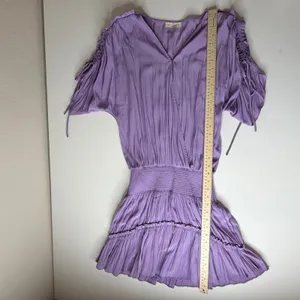 Ramy Brook‎ Purple Smocked Waist Tiered Mini Dress Medium Cocktail Party Flowy thumbnail 10