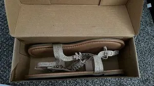 Champagne Glitter Sandals Tan Size 7.5 thumbnail 5