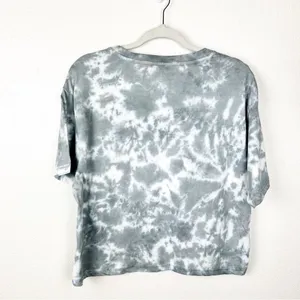 AC/DC Rhinestone Bling Gray Tie Dye Crop Band Tee Cotton Blend Size XL thumbnail 5