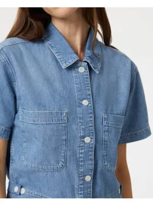 NWT MAVI Noreen Denim Romper Short Romper | Mid Vintage Light Denim thumbnail 3