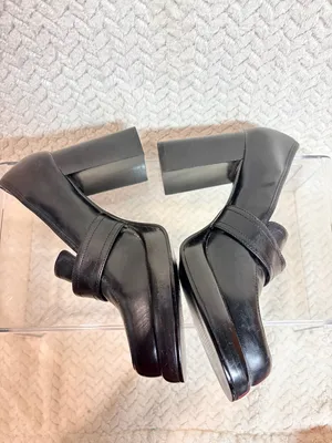 Vtg 90s SKECHERS Womens 6 Chunky Platform Loafers Buckle Black‎ Faux Leather Y2K thumbnail 4