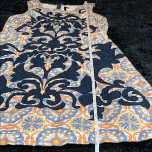 Anthropologie Vanessa Virginia Navy Geometric Linen Sleeveless Shift Dress 4 thumbnail 11