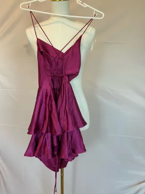 Selfie Leslie Magenta Satin Ruffle Skort thumbnail 4