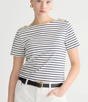 NWT J. Crew Mariner Cloth Short-Sleeve‎ T-Shirt with Buttons Sz S thumbnail 1