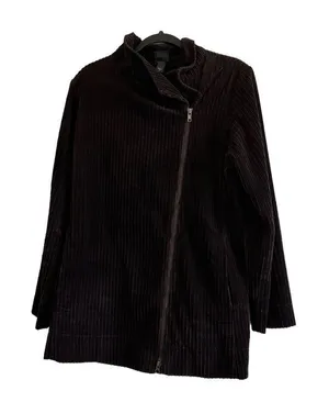 Eileen Fisher Corduroy Jacket Asymmetrical Zipper Brown Womens S thumbnail 1