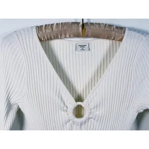 Abercrombie & Fitch O-Ring Cutout Midi Dress Womens XS White Quiet Luxury Fall thumbnail 7