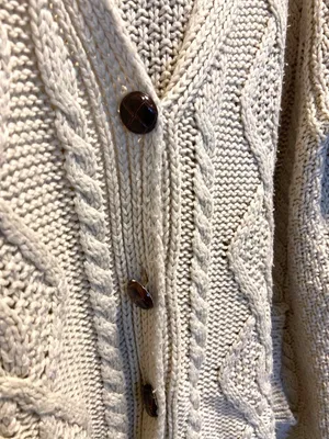 Urban Outfitters BDG Grandpa Chunky Cardigan Cream Size L Coastal Quiet Luxury thumbnail 8
