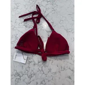 NWT Quince Cherry Red Italian Full Coverage Ring Triangle Bikini Top Size XL thumbnail 2