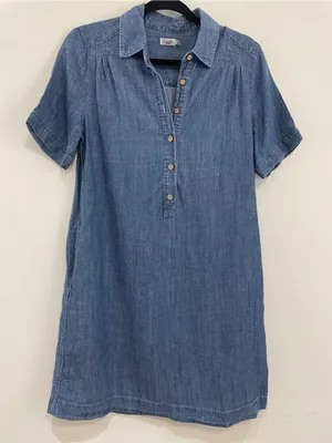 Faherty Hana Chambray Mini Shirtdress Tencel Linen XS Blue thumbnail 5