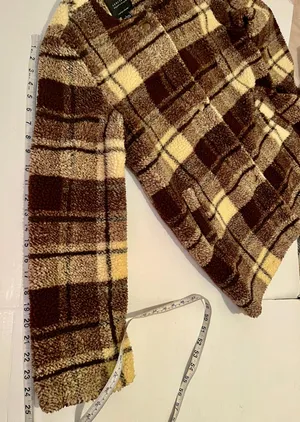 Plaid Snap Button Sherpa Teddy Jacket/ Coat thumbnail 13