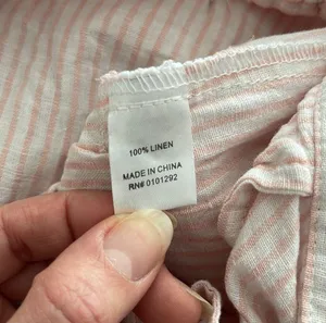 Lulu B 100%Linen White and Pink striped straight leg pants. thumbnail 4