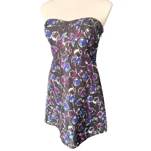 American‎ Eagle Outfitters Strapless Floral Mini Dress Purple Blue Size 6 thumbnail 4