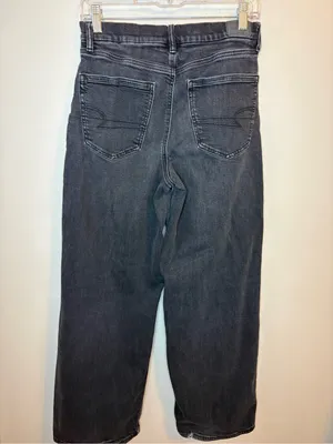 American Eagle Strigid Black High Rise Wide Leg Jeans Size 6 Regular thumbnail 2